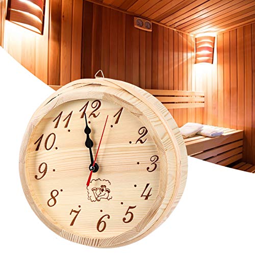 Einfache Sauna -Timeruhr, Holzwanduhr ohne Blendung für Sauna Room Badezimmer Home Office Decor (9,1 Zoll) von Agatige