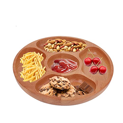 Geteilte Servierplatte, runde hölzerne Dessertfrüchte Snackplatte Käseplatte für Home Party Restaurant Barbecue, 11,8 Zoll von Agatige