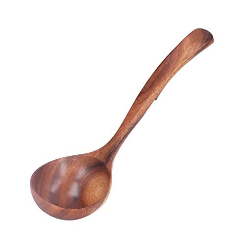 Holzkögellöffel, langes Griff Acacia Holzsuppe Serving Löffel Küchengeschirr Taschenschoten Kochen Kelle für Zuhause (L) von Agatige