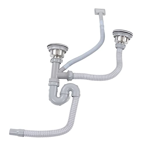 Küchen spüle Abtropf rohr, Edelstahl S mit Doppel abfluss Kanalisation Rohr Set für Badezimmer Küche Waschbecken Waschtisch Küchen spüle Abtropf rohr, Edelstahl S mit Doppel abfluss Kanalisation Rohr Set für Badezimmer Küche Waschbecken Waschtisch von Agatige