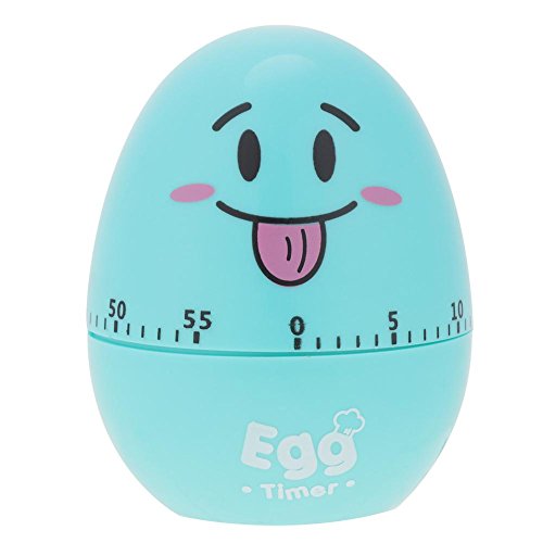 Lustige Eieruhr, 55 Minuten Timer, mechanischer Countdown-Timer, Cartoon-Ei, manueller Timer, hartgekochte Eieruhr mit akustischem Alarm zum Backen in der Küche, Kindersport (blau) von Agatige