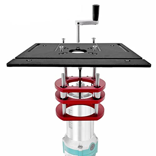 Metall-Fräser-Lift, System-Set, Aluminium-Holzbearbeitungseinsatz, Grundplatte, Metall-Fräser-Einsatzplatte, Fräser-Lift-System-Set Für Oberfräsen-Tischkreissäge(Schwarz) von Agatige
