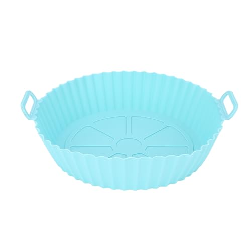 Silikonluft Frittierauskleidungen, 9,45 -Zoll -Runde Non -Stick wiederverwendbares Luftbraten Backpfanne Küchengeräte für Backblech -Ofenzubehör (Blau) von Agatige