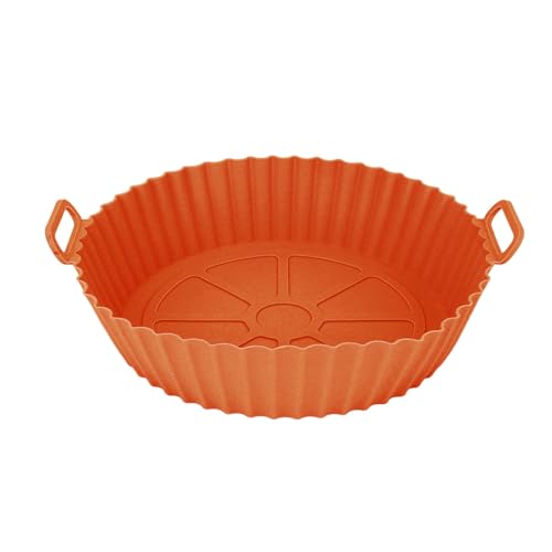 Silikonluft Frittierauskleidungen, 9,45 -Zoll -Runde Non -Stick wiederverwendbares Luftbraten Backpfanne Küchengeräte für Backblech -Ofenzubehör (Braun) von Agatige