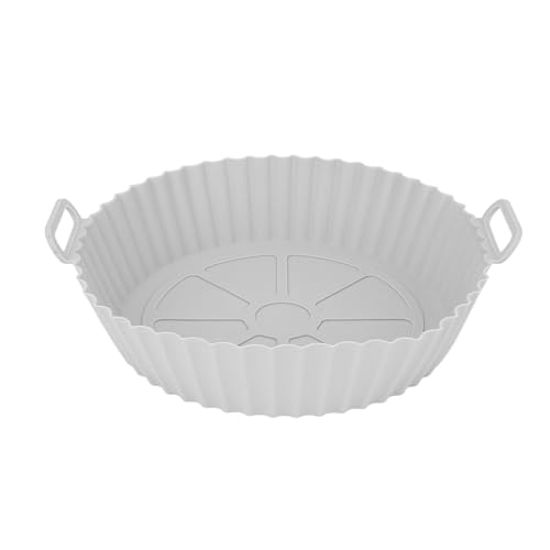 Silikonluft Frittierauskleidungen, 9,45 -Zoll -Runde Non -Stick wiederverwendbares Luftbraten Backpfanne Küchengeräte für Backblech -Ofenzubehör (Grau) von Agatige