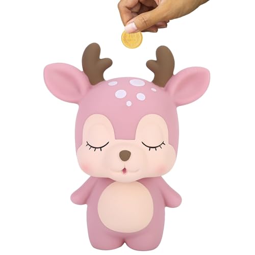 Sparschwein für Kinder, Mini-Hirsch-Sparbüchse Münzbank Desktop-Ornament, Tortenaufsatz für Mädchen, Kleinkinder, Kinder, 5,9 x 3,9 x 7,6 Zoll Sparschwein für Kinder, Mini-Hirsch-Sparbüchse Münzbank Desktop-Ornament, Tortenaufsatz für Mädchen, Kleinkinder, Kinder, 5,9 x 3,9 x 7,6 Zoll von Agatige