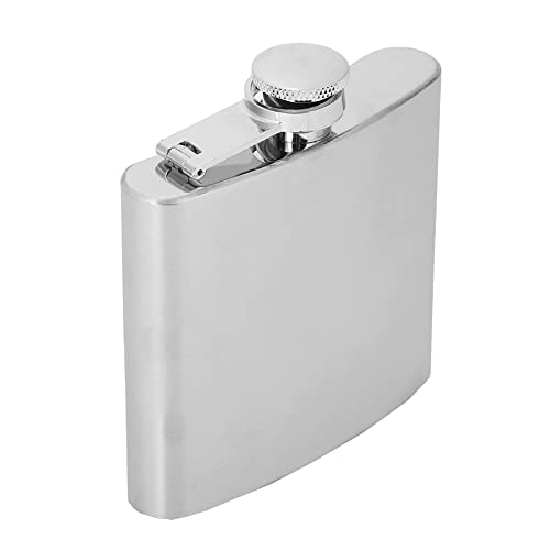Stainless Steel Whiskey Flask with Funnel, Portable Alcohol Flask for Wine Liquor, Leak Proof Elegant Metal for Camping, Travel, Gifts Food Grade 304 Silver (5 Unzen gebürsteten Topf + 1 Trichter) von Agatige