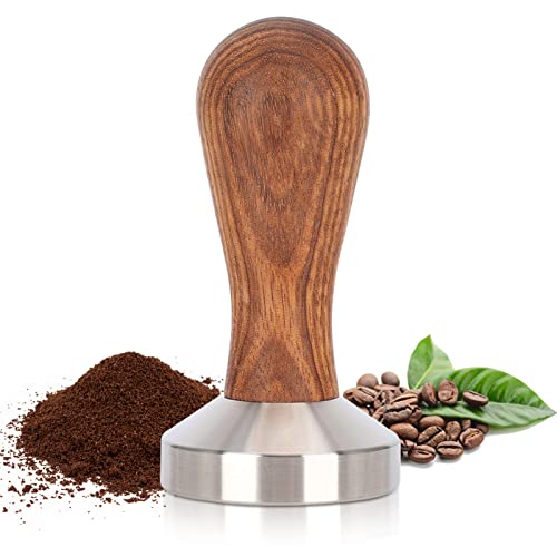 Tamper, 51mm 304 Edelstahl Espresso Tamper mit Holzgriff Kaffeemehlpresser - Barista Stempel für Siebträger Kaffeemaschine von Agatige