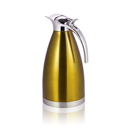 Thermische Kaffeekaraffe aus Edelstahl (51 Unzen/68 Unzen), doppelwandige Isolierflasche Thermokaraffe Vakuum-Wasserkaraffe-Kaffeekanne(2L/68OZ-Gold) von Agatige