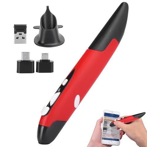 Drahtlose Maus, 2.4G 3V 15mA Stift Typ Drahtlose Optisch PC Maus Vertikale USB zu-Typ-C Computermaus USB-zu-Mikro Mini Funkempfänger für Win7/8/Vista/XP/2000/OS X Laptop Notebook Links rechtshändig von Agatige