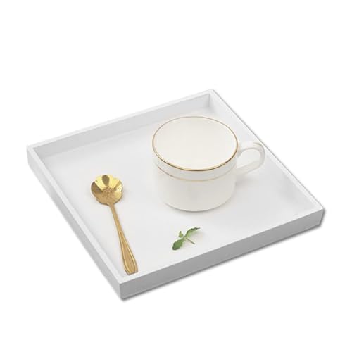 Weißes dekoratives Tablett, hölzernes Serviertablett für Schmuck-Lebensmittelkosmetik, 20 x 20 cm/7,9 x 7,9 Zoll von Agatige
