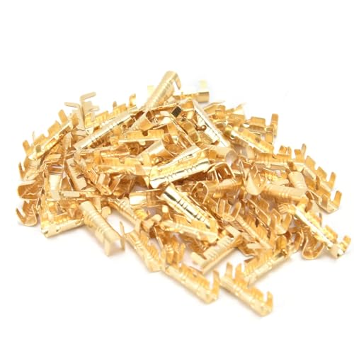 lötfrei steckverbinder set, flachstecker, Rundsteckverbinder Motorrad Doppelt, 100 Stück Elektrischer Kabelklemmenverbinder, U-förmige Drahtklemme Satz, Messing-Gold-Klemmenblockverbinder lötfrei steckverbinder set, flachstecker, Rundsteckverbinder Motorrad Doppelt, 100 Stück Elektrischer Kabelklemmenverbinder, U-förmige Drahtklemme Satz, Messing-Gold-Klemmenblockverbinder von Agatige