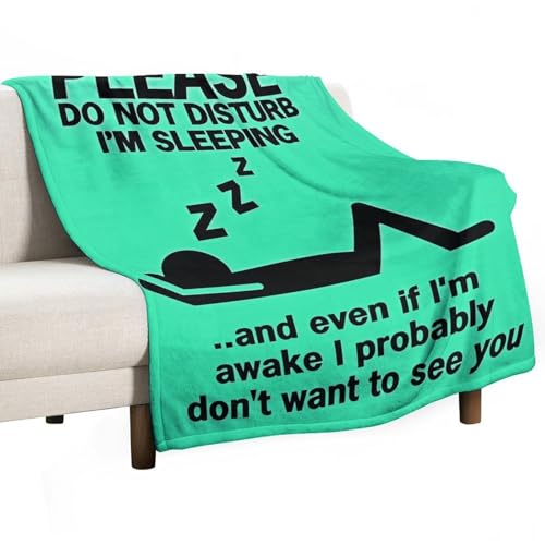 Ageksten Lustige Überwurfdecke mit Aufschrift "Sleeping Do Not Disturb", weich, leicht, Geschenke für Kinder, Männer, Frauen, Geburtstagsgeschenke, 130 x 150 cm von Ageksten