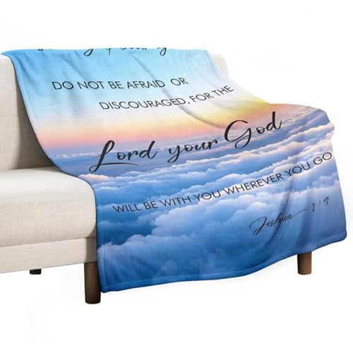 Ageksten Überwurfdecke mit inspirierendem Zitat "Be Strong And Courageous", weich, leicht, Geschenke für Kinder, Männer, Frauen, Geburtstagsgeschenke, 150 x 200 cm von Ageksten