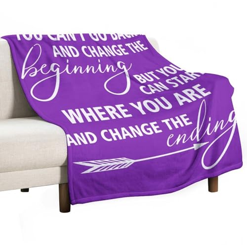 Ageksten Überwurfdecke mit inspirierendem motivierendem Zitat "You Can't Go Back And Change The Beginning", weich, leicht, Geschenke für Kinder, Männer, Frauen, Geburtstagsgeschenke, 100 x 130 cm von Ageksten
