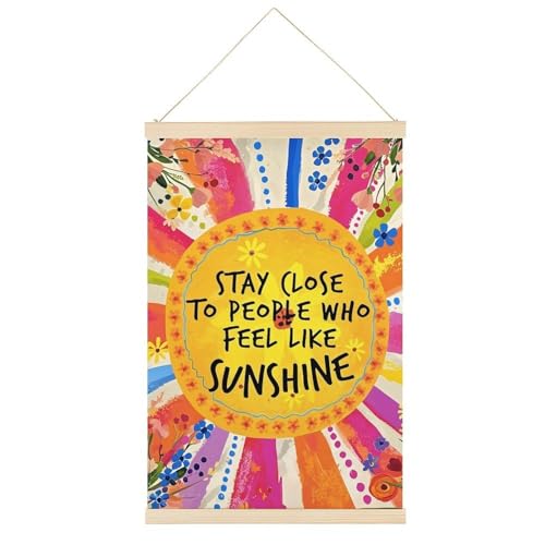 Inspirierendes Leinwandposter "Stay Close to People Who Feel Like Sunshine", Retro-Stil, Wandkunstdrucke, Holzrahmen, ästhetisch, 50,8 x 76,2 cm von Ageksten