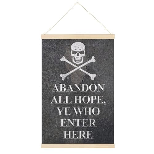 Leinwandposter "Abandon All Hope Ye Who Enter Here", Retro-Stil, Wandkunstdruck, Holzrahmen, ästhetisch, 40,6 x 61 cm von Ageksten