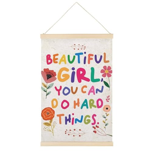 Leinwandposter "Beautiful Girl You Can Do Amazing Things", inspirierende Zitate, Retro-Stil, Wandkunstdruck, Holzrahmen, ästhetisch, 50,8 x 76,2 cm von Ageksten