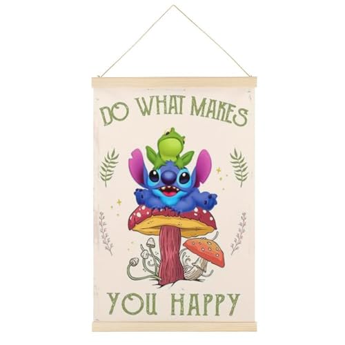 Leinwandposter "Do What Makes You Happy" mit lustigem Frosch-Pilz-Zitat, Retro-Stil, Wandkunstdrucke, Holzrahmen, ästhetisch, 30,5 x 45,7 cm von Ageksten
