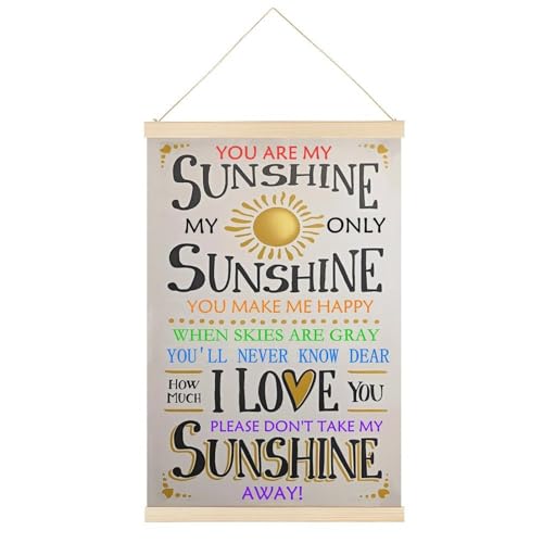 Leinwandposter "You Are My Sunshine", Retro-Stil, Wandkunstdruck, Holzrahmen, ästhetisch, 61 x 91,4 cm von Ageksten