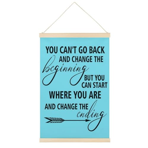 Leinwandposter "You Can'T Go Back And Change The Beginning", inspirierend, motivierend, Retro-Stil, Wandkunstdruck, Holzrahmen, ästhetisch, 40,6 x 61 cm von Ageksten