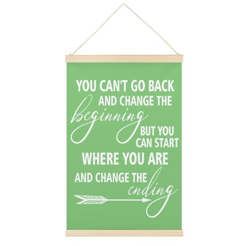 Leinwandposter "You Can'T Go Back And Change The Beginning", inspirierend, motivierend, Retro-Stil, Wandkunstdruck, Holzrahmen, ästhetisch, 61 x 91,4 cm von Ageksten