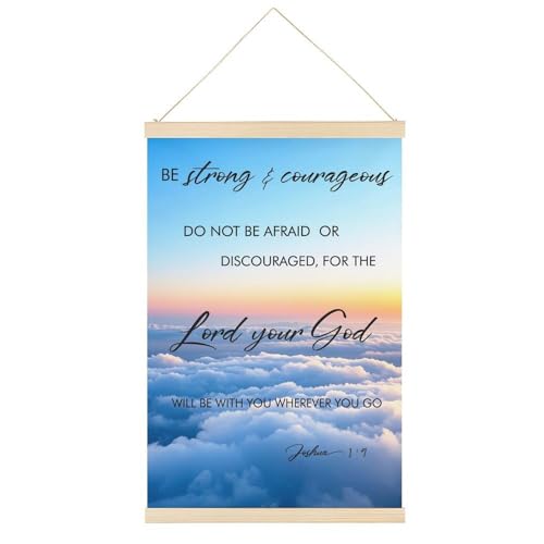 Leinwandposter mit inspirierendem Zitat "Be Strong And Courageous", Retro-Stil, Wandkunstdruck, Holzrahmen, ästhetisch, 30,5 x 45,7 cm von Ageksten