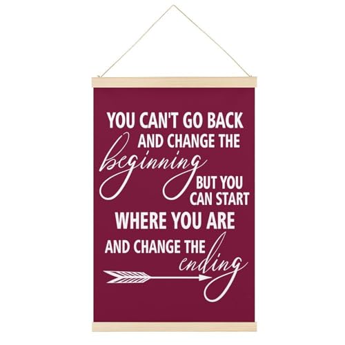 Leinwandposter mit inspirierendem Zitat "You Can'T Go Back And Change The Beginning", Retro-Stil, Wandkunstdruck, Holzrahmen, ästhetisch, 30,5 x 45,7 cm von Ageksten