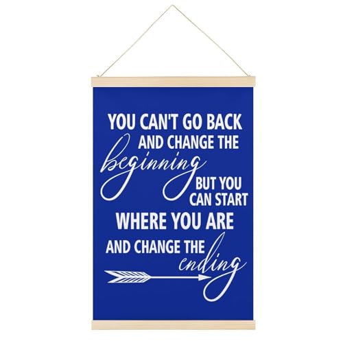 Leinwandposter mit inspirierendem Zitat "You Can'T Go Back And Change The Beginning", Retro-Stil, Wandkunstdruck, Holzrahmen, ästhetisch, 30,5 x 45,7 cm von Ageksten