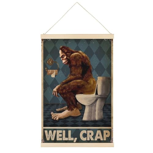 Lustiges Bigfoot Well Crap Leinwand-Poster, Retro-Stil, Wandkunstdruck, Holzrahmen, ästhetisch, 30,5 x 45,7 cm von Ageksten