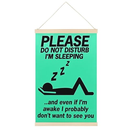 Lustiges Leinwandposter "Sleeping Do Not Disturb", Retro-Stil, Wandkunstdruck, Holzrahmen, ästhetisch, 50,8 x 76,2 cm von Ageksten