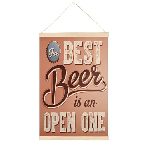 Lustiges Leinwandposter "The Best Beer Is An Open One", Retro-Stil, Wandkunstdruck, Holzrahmen, ästhetisch, 50,8 x 76,2 cm von Ageksten