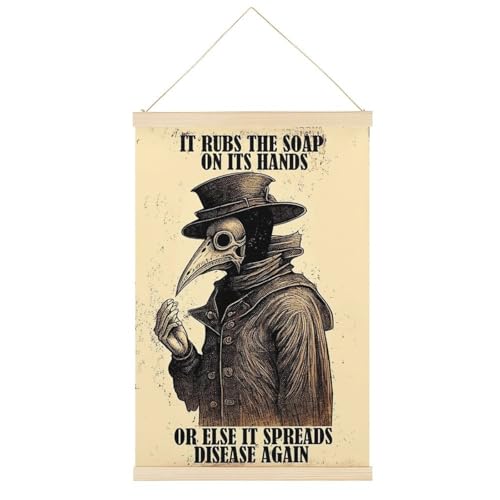Lustiges Leinwandposter "Wash Your Hands", Retro-Stil, Wandkunstdruck, Holzrahmen, ästhetisch, 50,8 x 76,2 cm von Ageksten