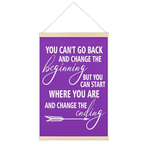 Motivierendes Zitat auf Leinwand, Motiv "You Can'T Go Back And Change The Beginning", Retro-Stil, Wandkunstdruck, Holzrahmen, ästhetisch, 30,5 x 45,7 cm von Ageksten