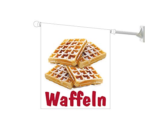 Werbeflagge, Werbefahne, Kaffeeflagge, Kuchenflagge - Kaffee, Kuchen, Torte - Ideal für Café, Bäckerei, Konditorei oder Hofladen, versch. Varianten, weiß (Waffeln) von Agentur Werner Kuhlins