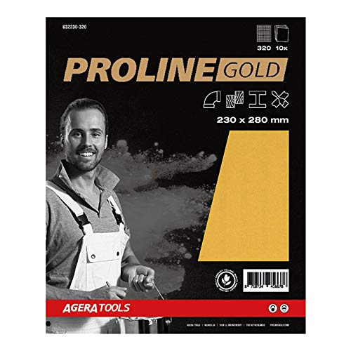 Proline Gold Handschleifpapier 230x280MM Körnung 320 - Set 10 st von AGERA TOOLS