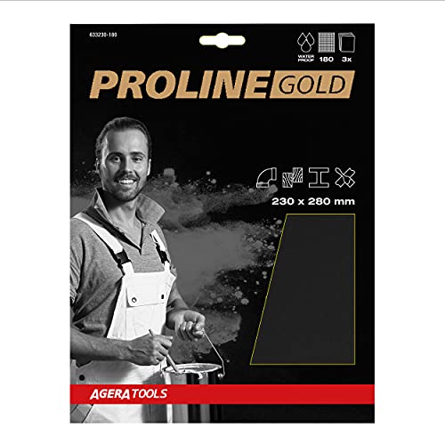 Proline Gold Wasserfestes Handschleifpapier 230x280MM Körnung 180-3st. von Agera Tools