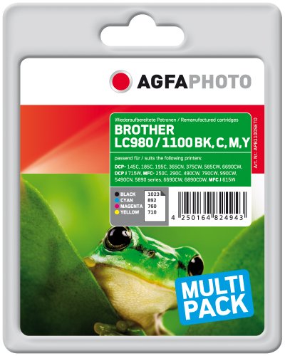 Agfa APB1100SETD Tinte für Brother MFC6490, 17 ml schwarz und 24 ml, cyan/magenta/gelb/schwarz von AgfaPhoto