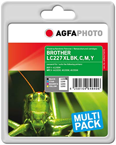 AgfaPhoto APB227SETD Remanufactured Tintenpatronen Pack of 1 schwarz, cyan, magenta, gelb 13.5 x 10.8 x 7.2 von AgfaPhoto