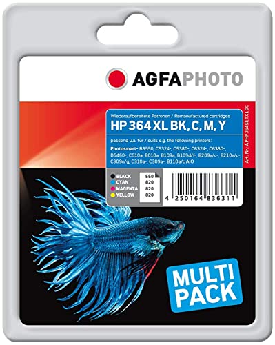 AgfaPhoto APHP364SETXLDC passend für HP PSCD5460, 11 ml schwarz, 3 x 5 ml cyan/magenta/gelb von AgfaPhoto