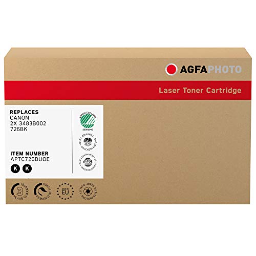 AgfaPhoto Laser Toner ersetzt Canon 2X 3483B002; 726BK, 2X 2.100 Seiten, 2X schwarz (für die Verwendung in Canon LBP-6200) von AgfaPhoto