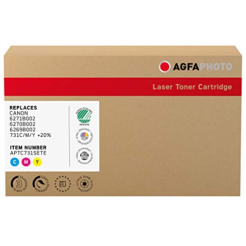 AgfaPhoto Laser Toner ersetzt Canon 6271B002; 6270B002; 6269B002; 731C/M/Y +20%, C/M/Y: 1.800 Seiten, C/M/Y (für die Verwendung in Canon LBP-7100) von AgfaPhoto