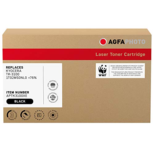 AgfaPhoto Laser Toner ersetzt Kyocera TK-3100; 1T02MS0NL0 +76%, 22000 Seiten, schwarz (für die Verwendung in Kyocera FS 2100) von AgfaPhoto