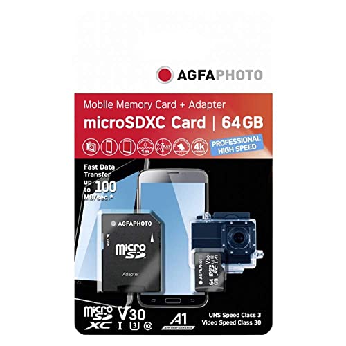 Agfaphoto 10582A1 64GB microSDXC CLASS 10 UHS-I U3 V30 Speicherkarte Agfaphoto 10582A1 64GB microSDXC CLASS 10 UHS-I U3 V30 Speicherkarte von AgfaPhoto