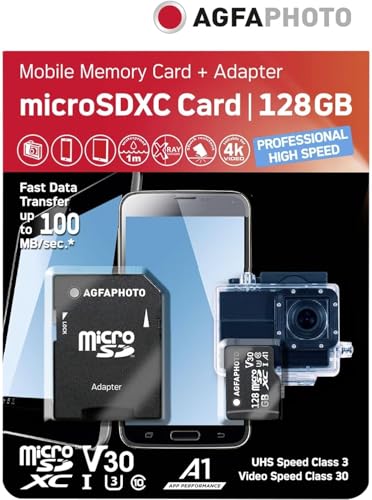 Agfaphoto 10613 Micro SDXC UHS-I Professional HIGH Speed U3 Speicherkarte microSDXC von AgfaPhoto