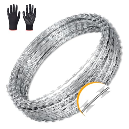 AggFencer 1 Rolle100m Stacheldraht, Doppelspirale feuerverzinkte scharfe Klingen Wire Rolle für Handwerkszäune, Zaun Draht für außergewöhnlichen Spiralschutz AggFencer 1 Rolle100m Stacheldraht, Doppelspirale feuerverzinkte scharfe Klingen Wire Rolle für Handwerkszäune, Zaun Draht für außergewöhnlichen Spiralschutz von AggFencer