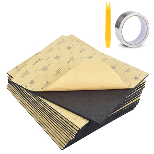 AggSound 13 Stück geschnittene Dämmplatten, 10mm 40×33cm Auto Dämmmatte selbstklebend| Schallschutzmatte| Isoliermatte (1,67㎡, 18sqft) von AggSound