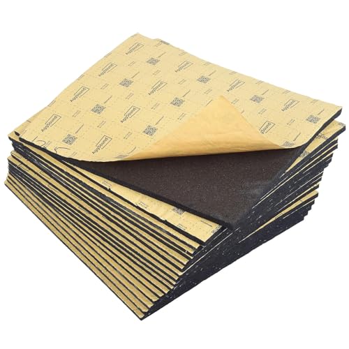 AggSound 17 Stück geschnittene Dämmplatten, 10mm 40×33cm Auto Dämmmatte selbstklebend| Schallschutzmatte| Isoliermatte (2,23㎡,24sqft) von AggSound