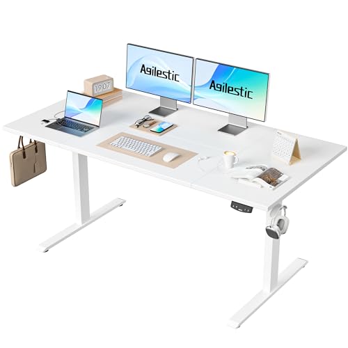 Agilestic Höhenverstellbarer Schreibtisch 160 x 80 cm, Stabiler Schreibtisch Höhenverstellbar Elektrisch mit Memory-Handsteuerung, Ergonomischer Steh-Sitz Tisch Computertisch, Weiß Agilestic Höhenverstellbarer Schreibtisch 160 x 80 cm, Stabiler Schreibtisch Höhenverstellbar Elektrisch mit Memory-Handsteuerung, Ergonomischer Steh-Sitz Tisch Computertisch, Weiß von Agilestic