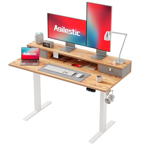 Agilestic Höhenverstellbarer Schreibtisch mit 2 Schubladen, 120 x 60 cm Stabiler Schreibtisch Höhenverstellbar Elektrisch, Ergonomischer Steh-Sitz Tisch Computertisch, Hellbraun Agilestic Höhenverstellbarer Schreibtisch mit 2 Schubladen, 120 x 60 cm Stabiler Schreibtisch Höhenverstellbar Elektrisch, Ergonomischer Steh-Sitz Tisch Computertisch, Hellbraun von Agilestic